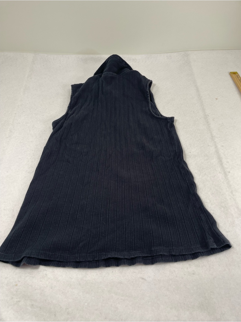 Ella Rafaella XL Black Ribbed Sleeveless Quarter Zip Collared Top Stretch - Picture 10 of 10